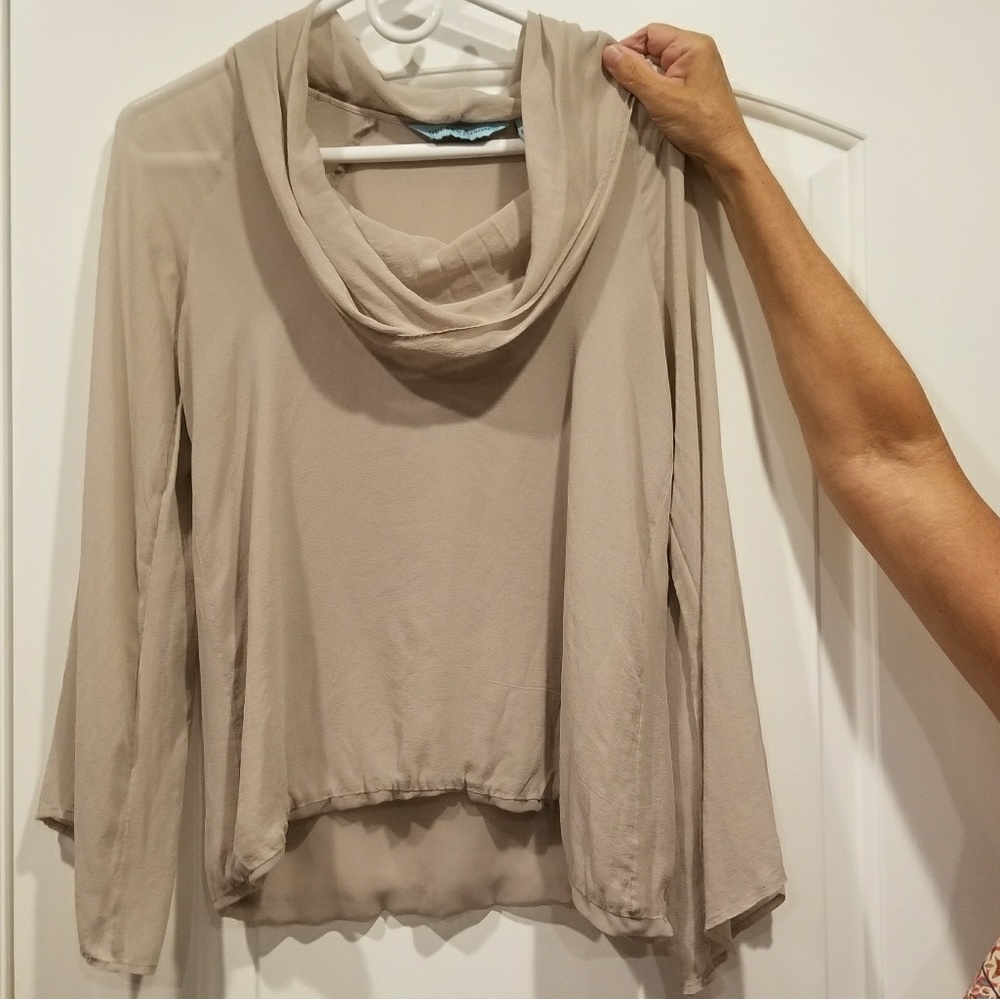 Tan Cowl neck top
